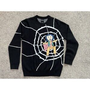 Coraline Laika Unisex Size L Black Spiderweb Crewneck Pullover Sweater Hot Topic